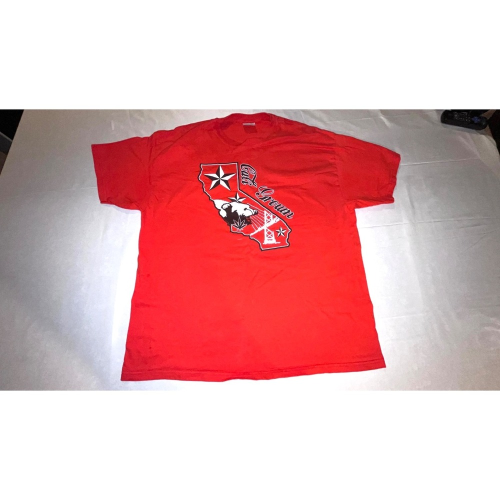 Cali Grown Shirt Mens XL Red California Bear Cannabis Graphic Tee Streetwear